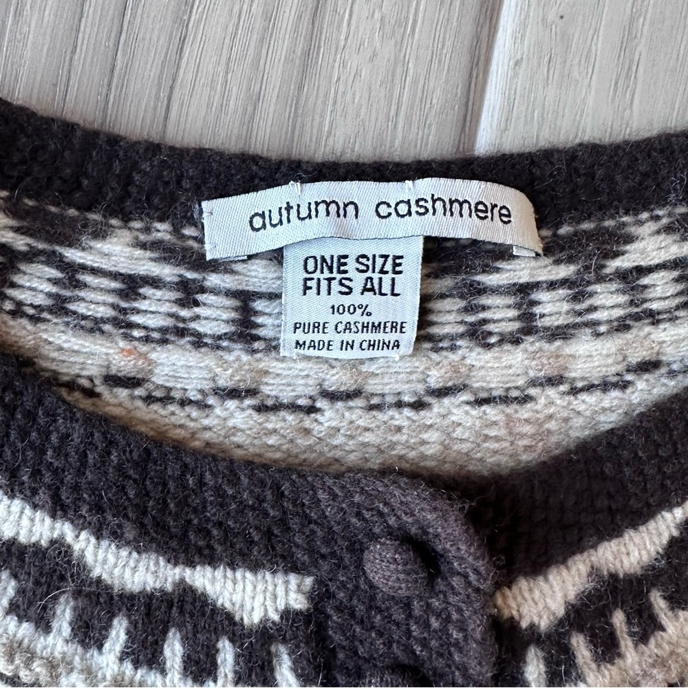 AUTUMN CASHMERE Fair Isle Pointelle Fringe Poncho - Picture 3 of 5